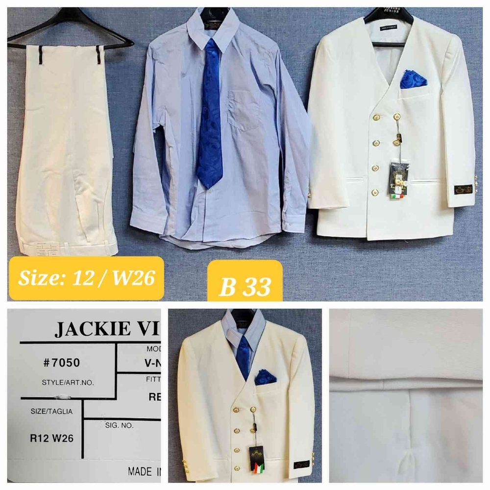4 Piece Boys Suit | Brand:  J. Vital | Color: White / Cream | RRR Apparel